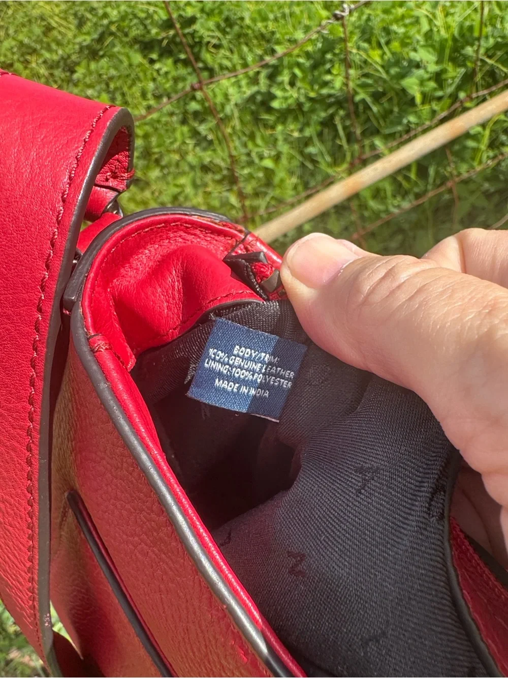 Cole Haan Tomato Red Pebbled Leather Tasseled  Crossbody Bag